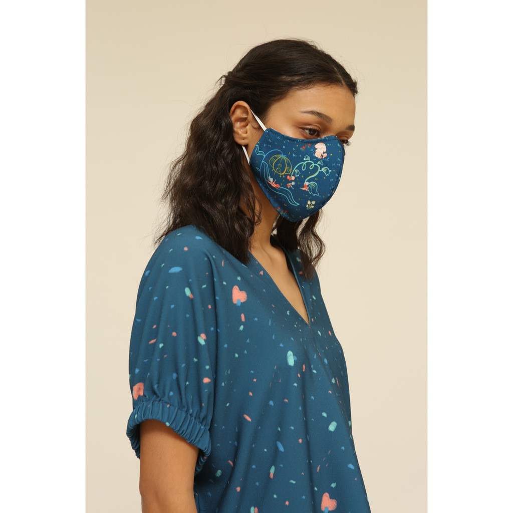 Nona Rona Special Bundling - Top Dots Navy & Facemask