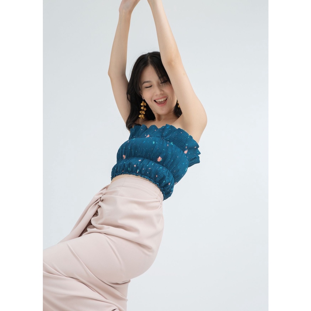 Nona Rona Sara Tube Top Dots Navy