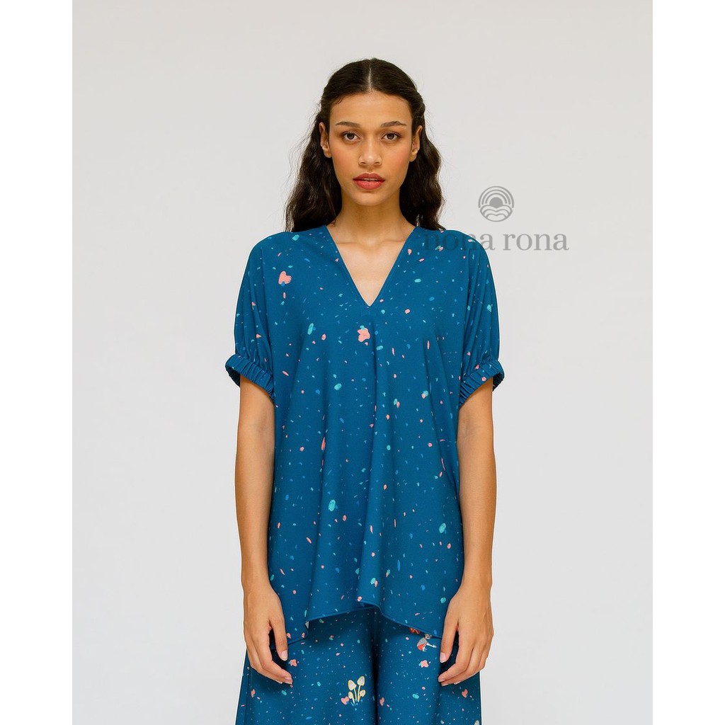 Nona Rona Special Bundling - Top Dots Navy & Facemask