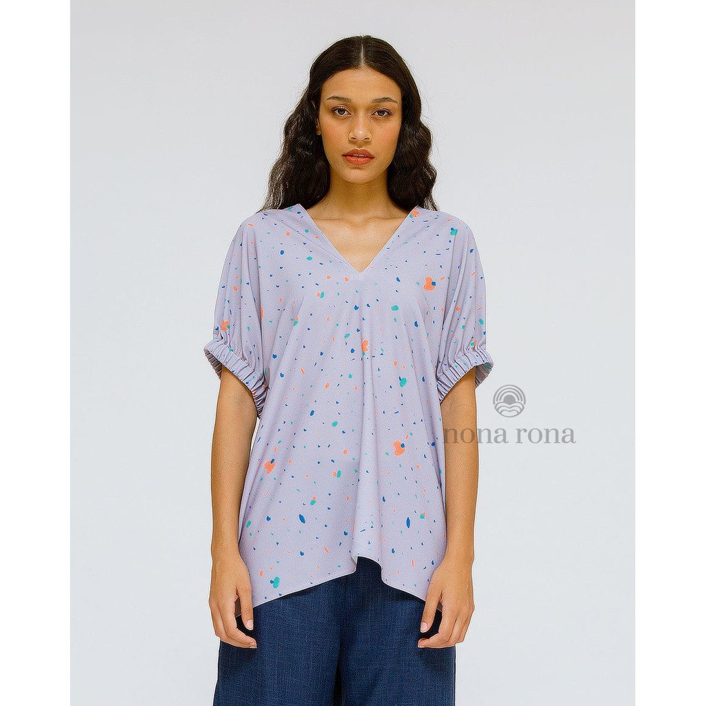 Nona Rona Top Dots Lavender - Atasan Wanita