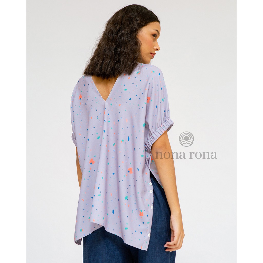 Nona Rona Top Dots Lavender - Atasan Wanita
