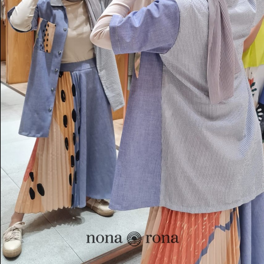 Nona Rona x Chikigo - Salira Pleats Skirt - Denim