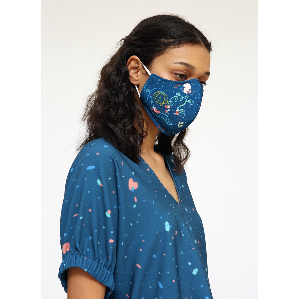 Nona Rona Bundling Playground Facemask & Headband Dots Navy - Accessories Fashion Wanita