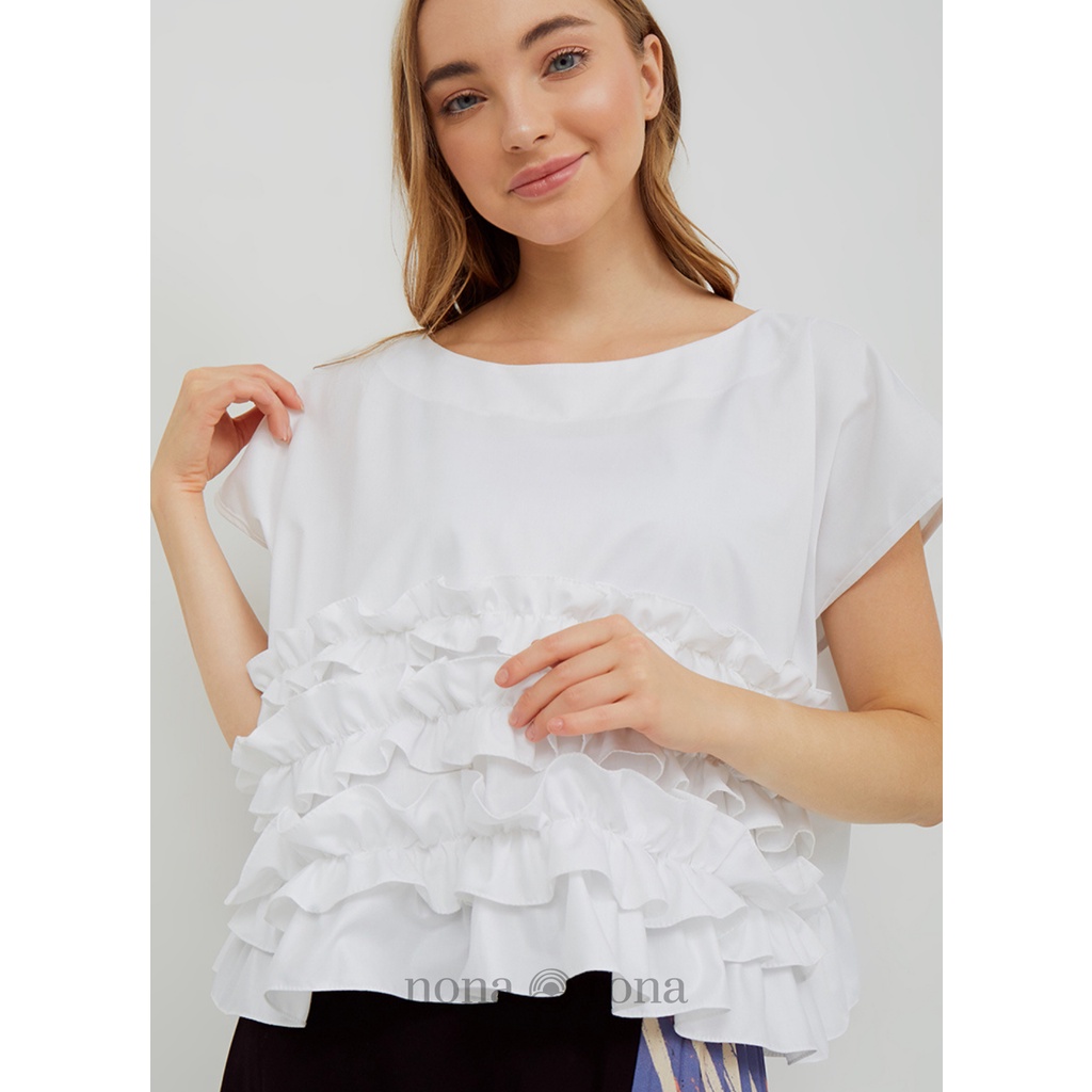 (Free Gift) Nona Rona Peony Top White