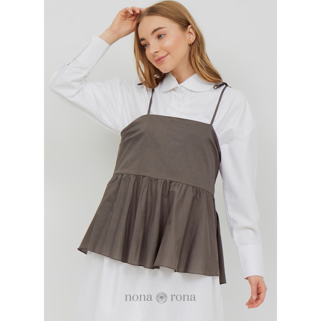 Nona Rona Lily Top Grey - Atasan Wanita