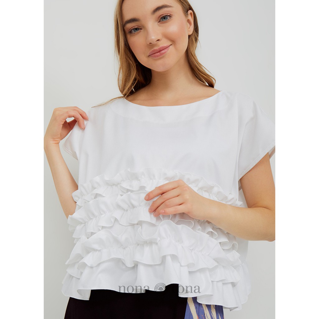 Nona Rona Peony Top White - Atasan Wanita