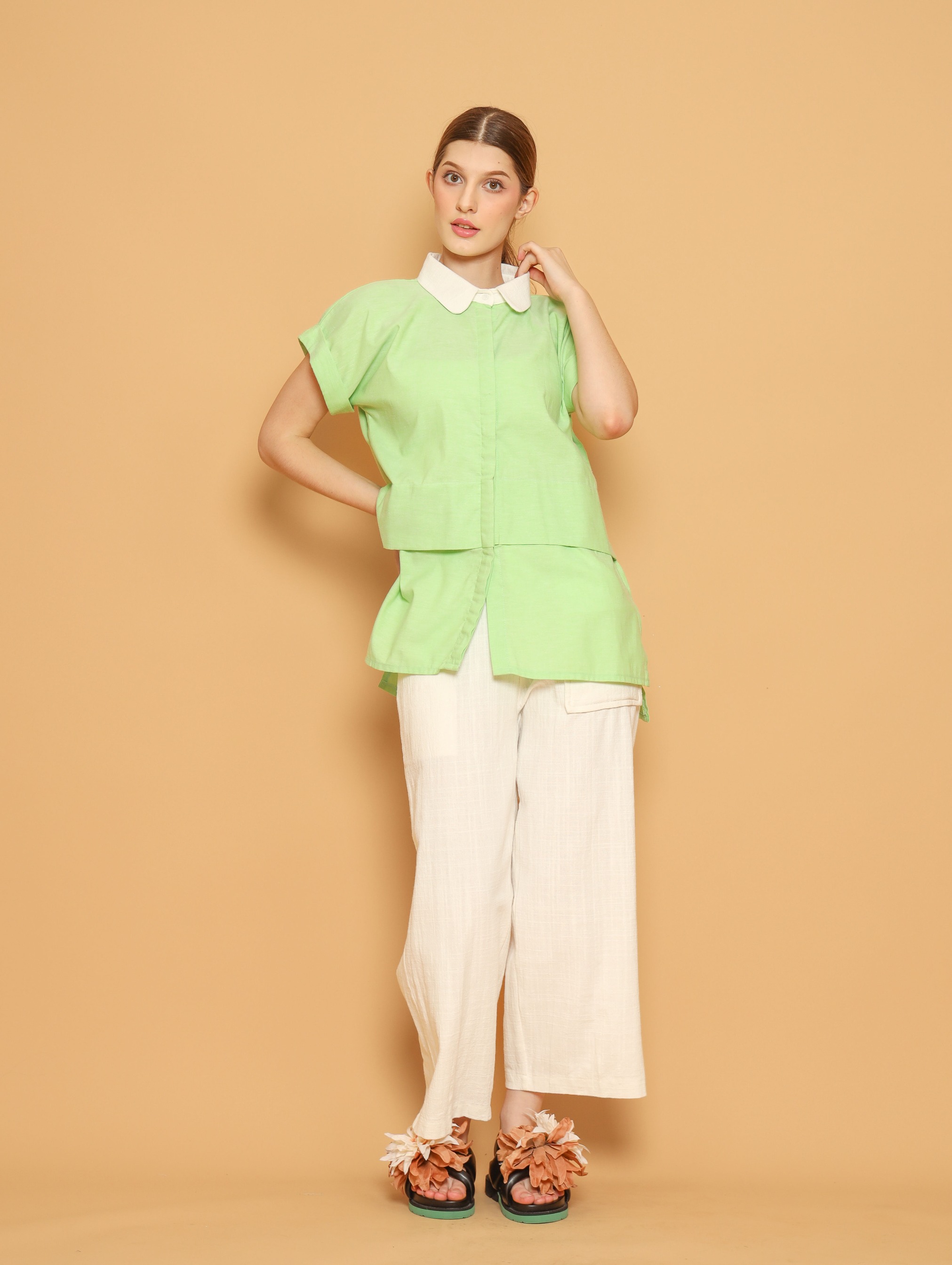 Nona Rona Lime Shirt Spotlight Green White