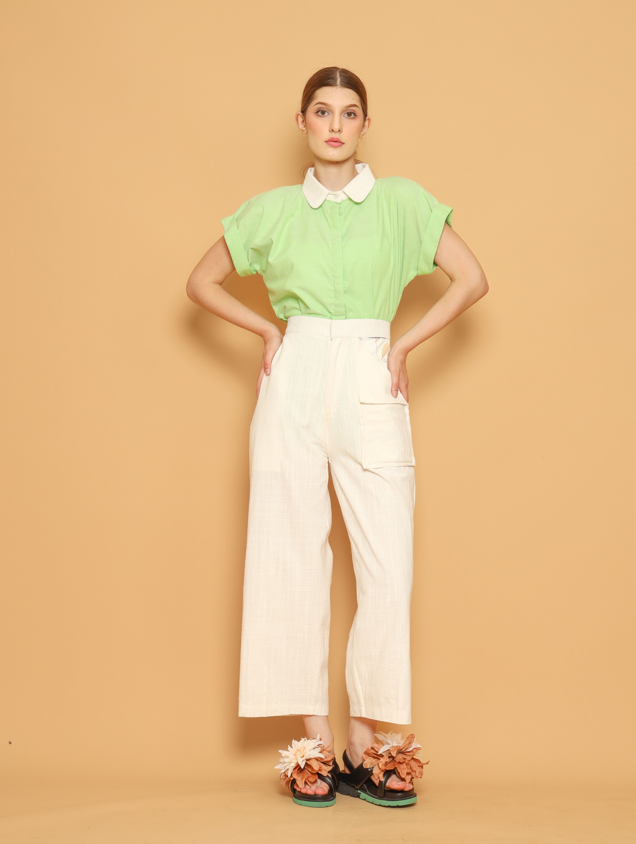 Nona Rona Lyla Cargo Pant White