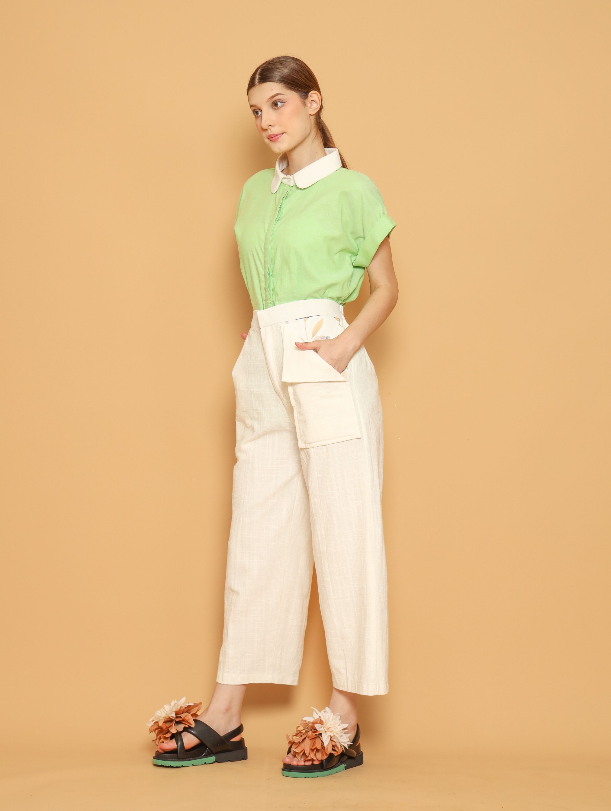 Nona Rona Lyla Cargo Pant White