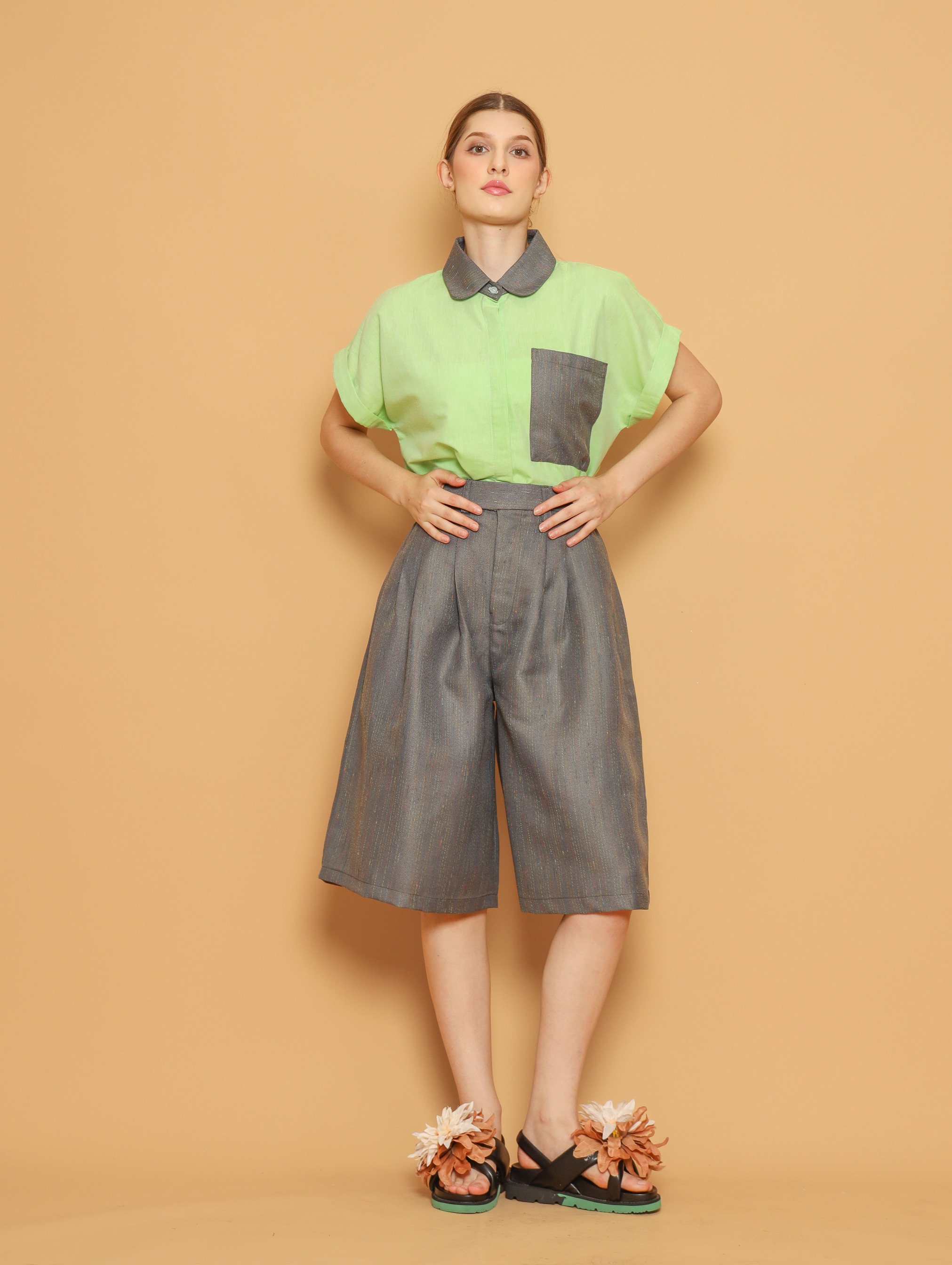 Nona Rona Olive Bermuda Short Thyme Green