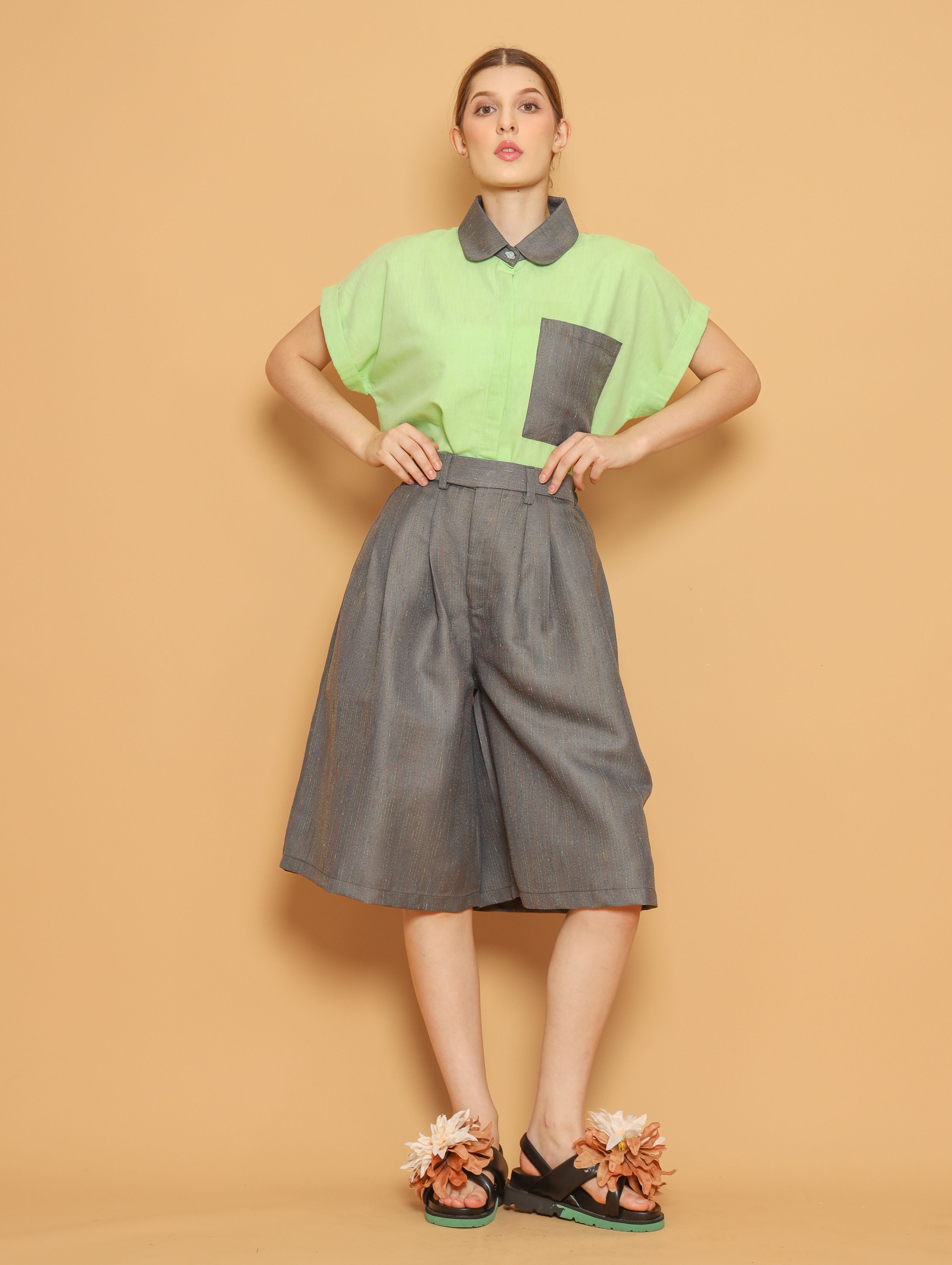 Nona Rona Olive Bermuda Short Thyme Green