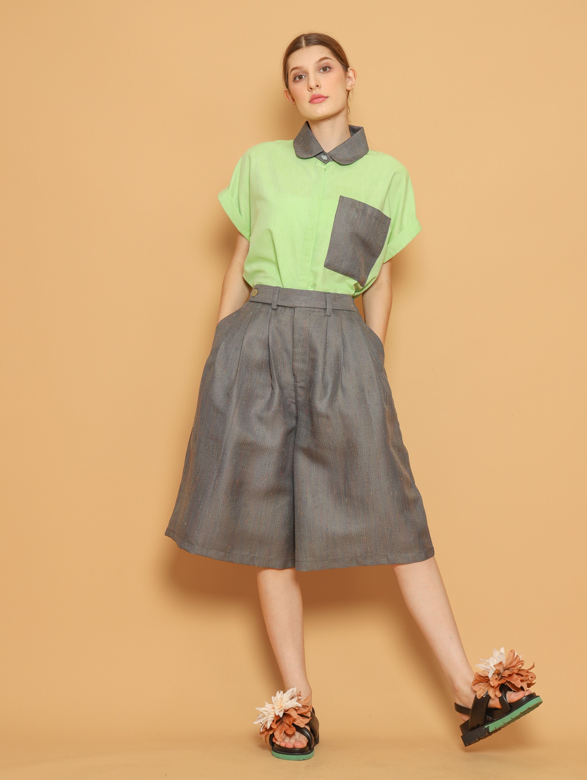 Nona Rona Olive Bermuda Short Thyme Green