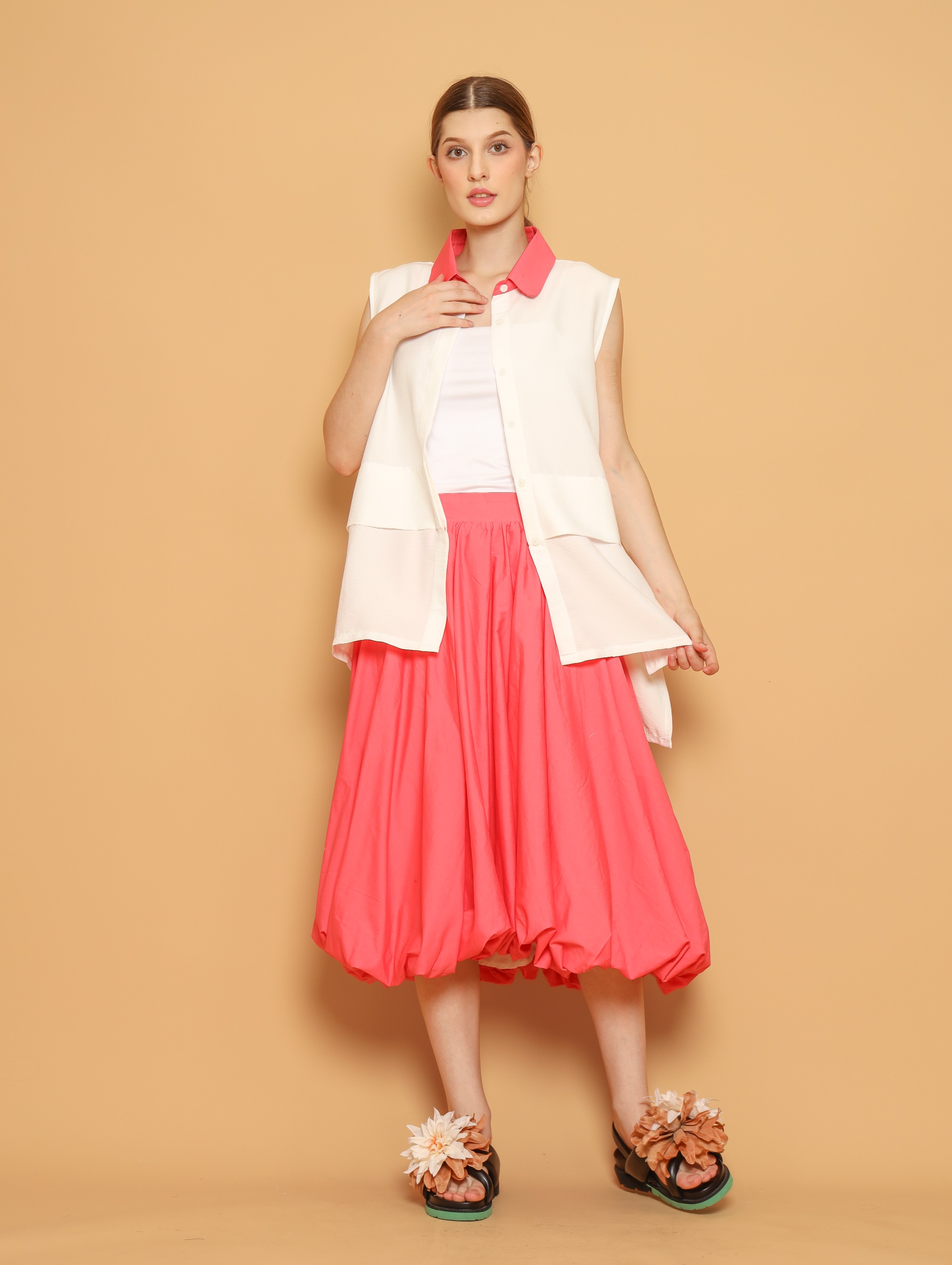 Nona Rona Cherry Blouse White Pink