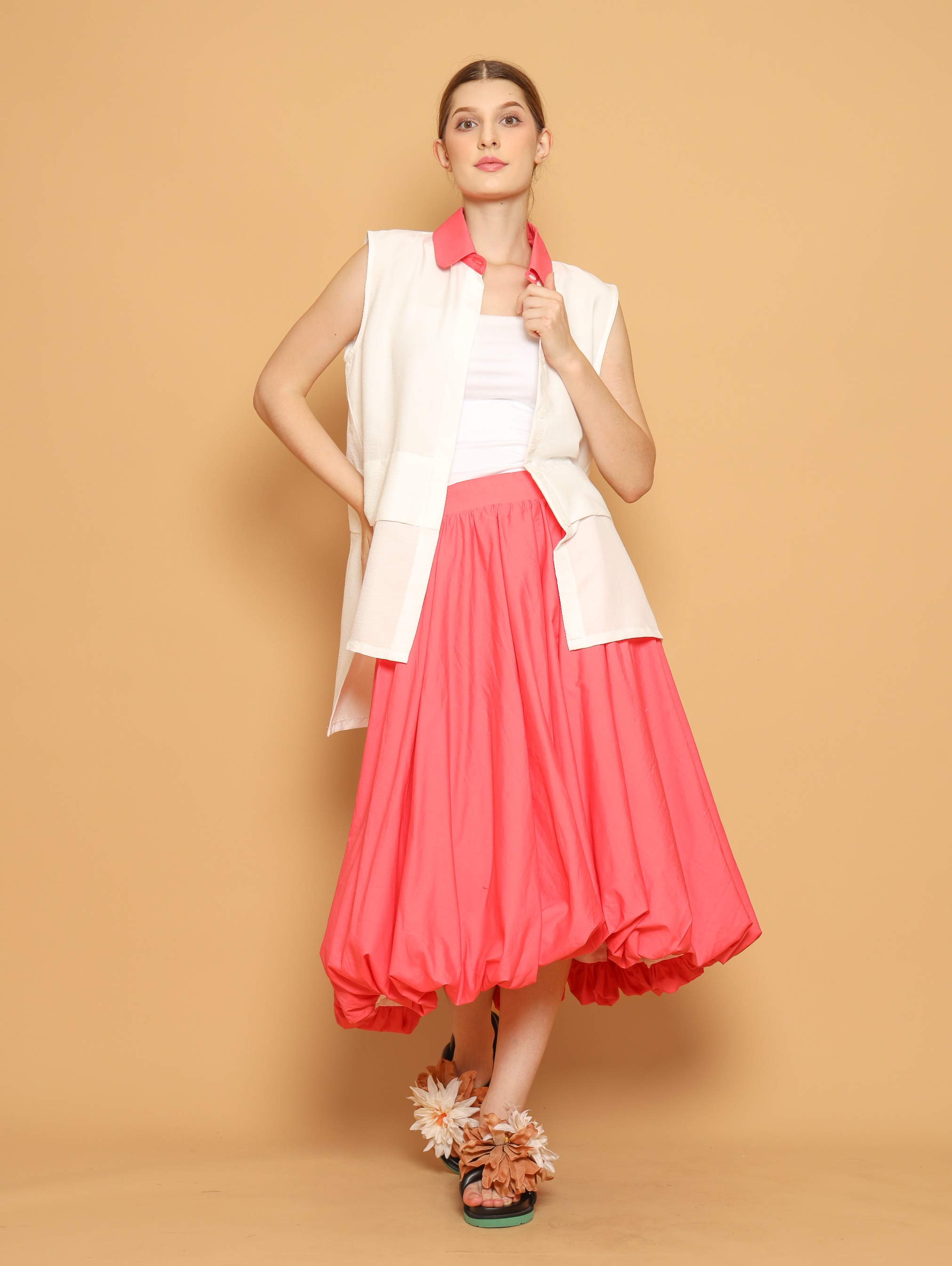 Nona Rona Cherry Blouse White Pink