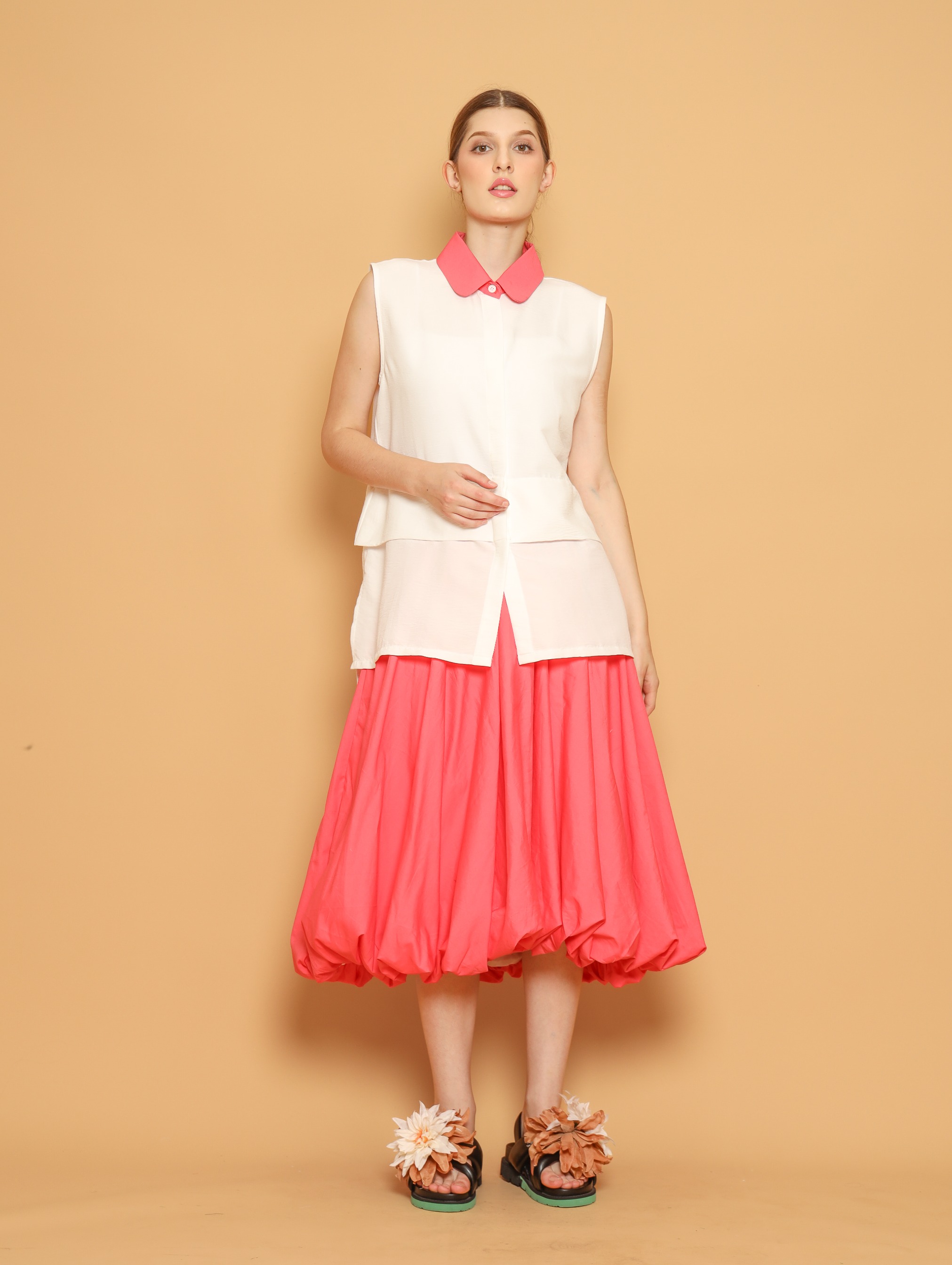 Nona Rona Cherry Blouse White Pink