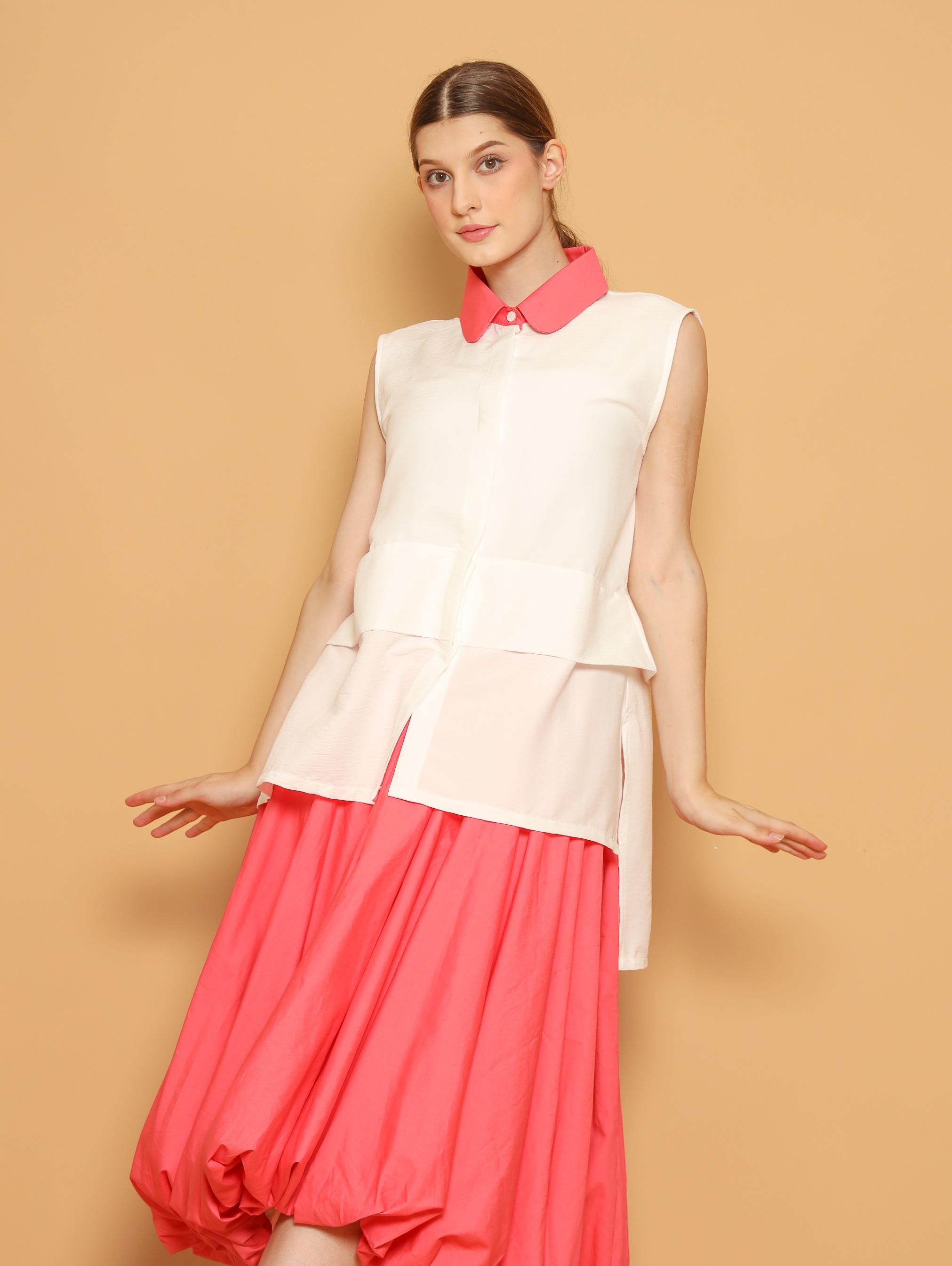 Nona Rona Cherry Blouse White Pink