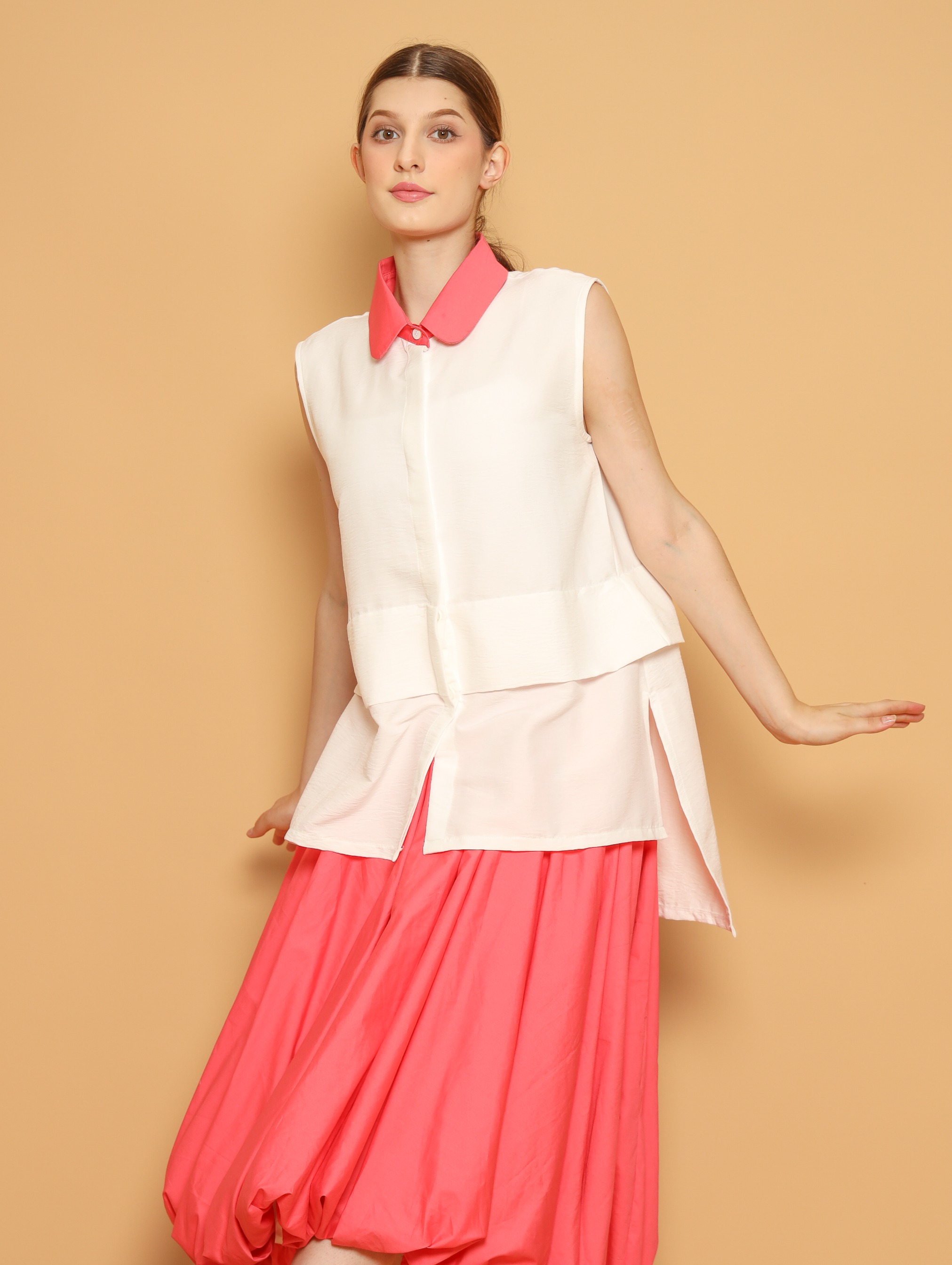 Nona Rona Cherry Blouse White Pink