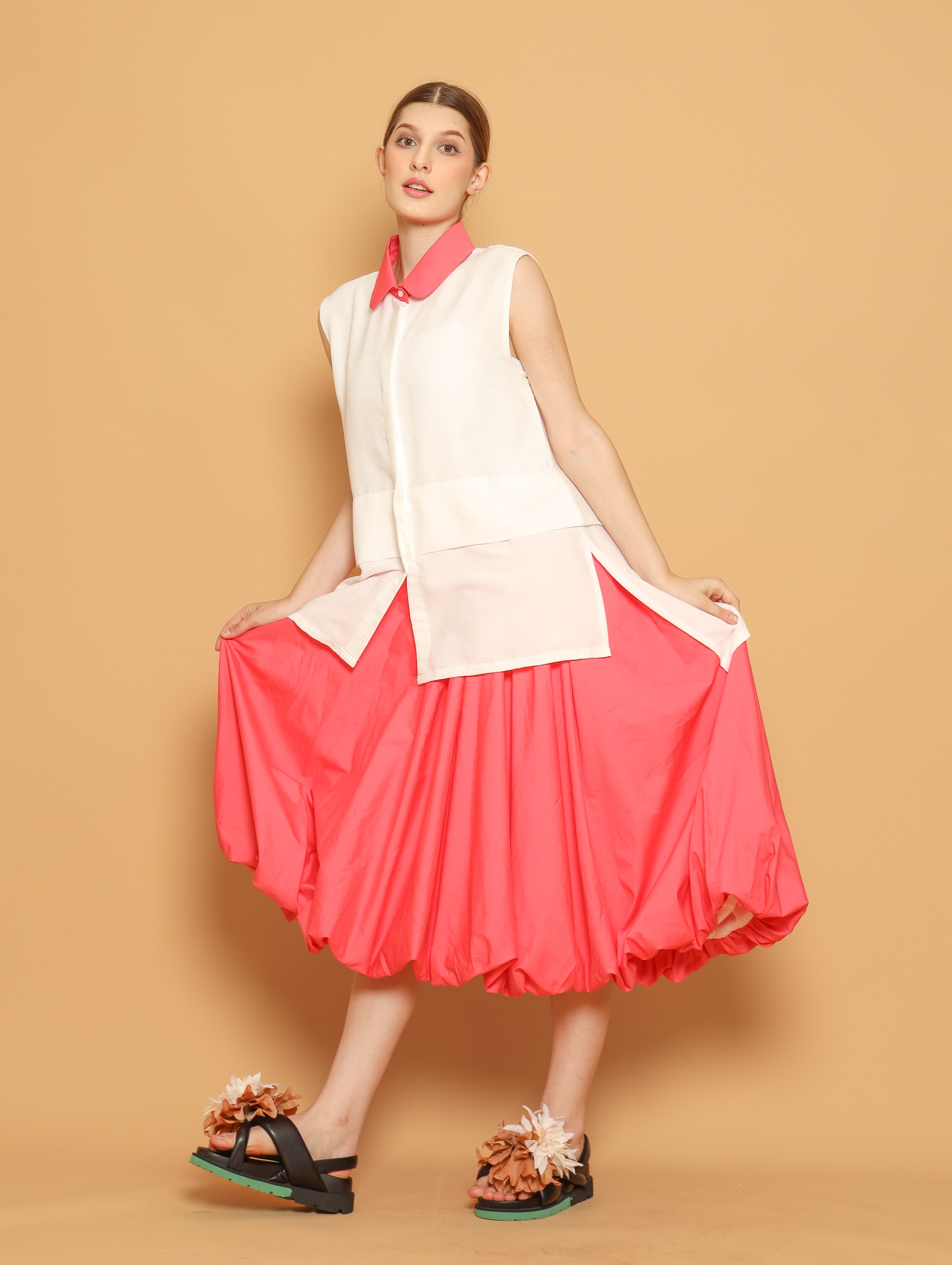 Nona Rona Cherry Blouse White Pink