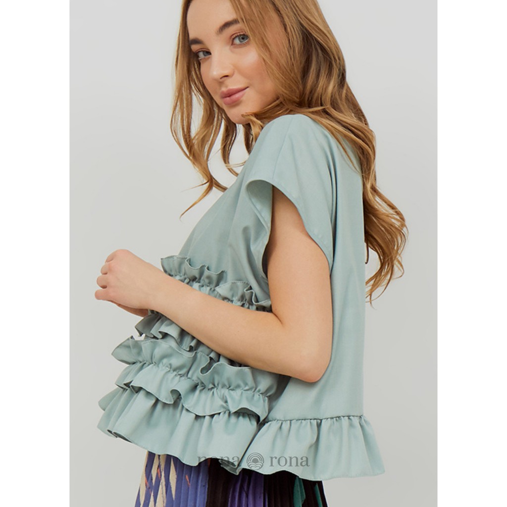 Nona Rona Peony Top Green - Atasan Wanita