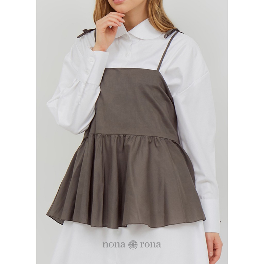 Nona Rona Lily Top Grey - Atasan Wanita