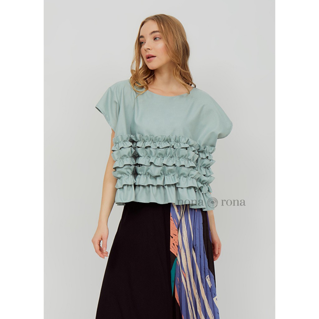 Nona Rona Peony Top Green - Atasan Wanita