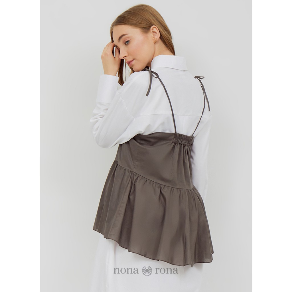 Nona Rona Lily Top Grey - Atasan Wanita
