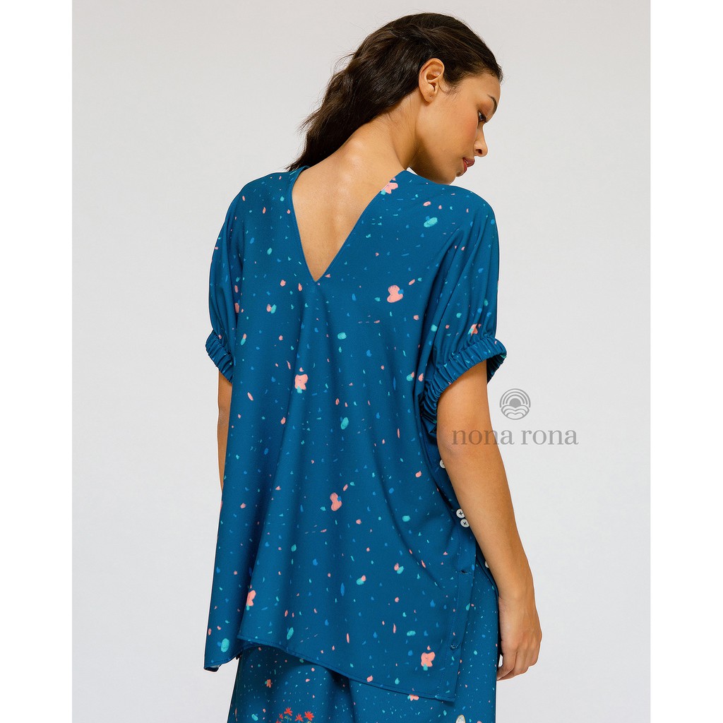 Nona Rona Special Bundling - Top Dots Navy & Facemask