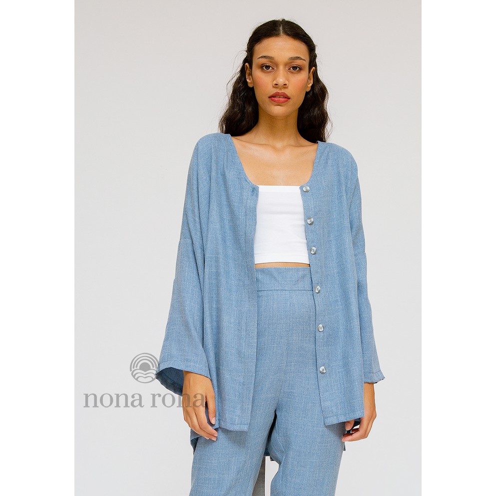 Nona Rona Aretha Top Icy Blue - Atasan Wanita