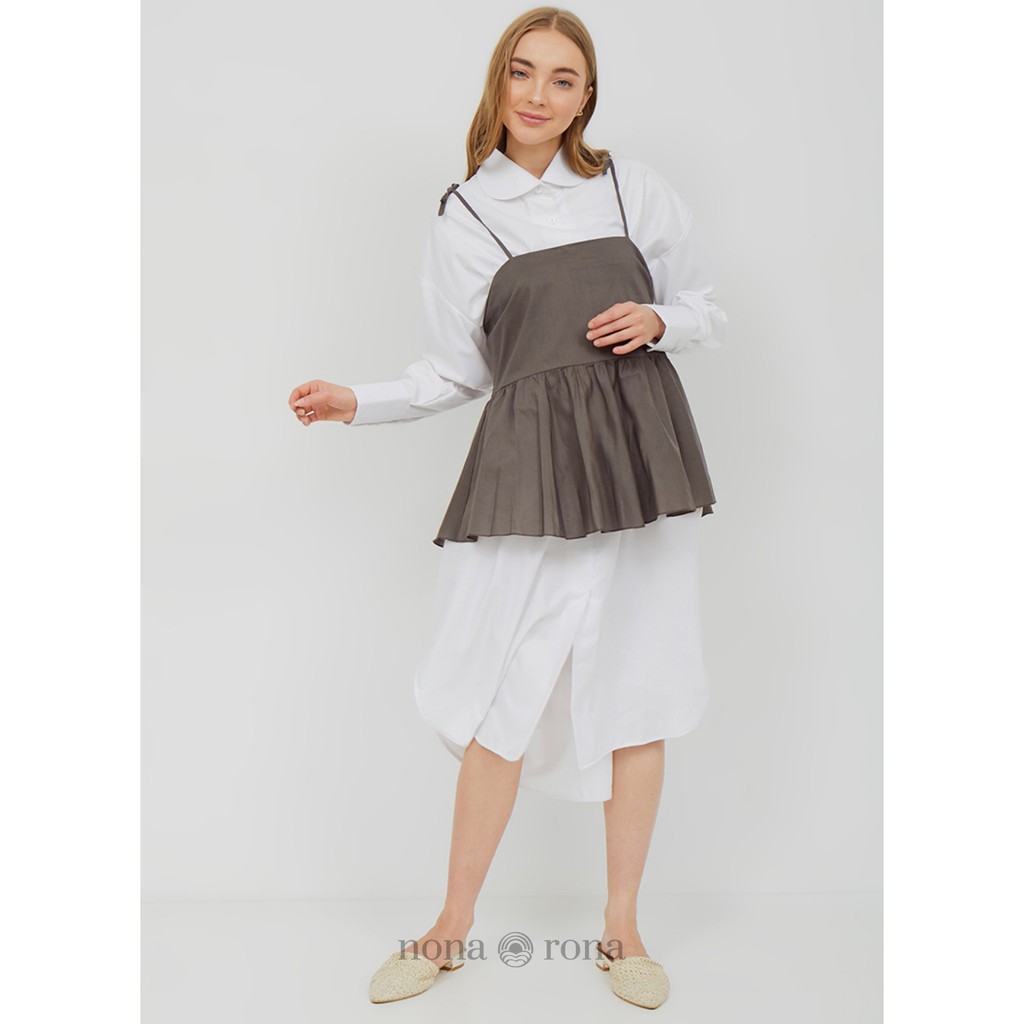 Nona Rona Lily Top Grey - Atasan Wanita