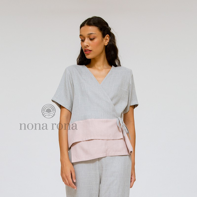 Nona Rona Halla Loungewear TOP - Grey - Atasan Wanita