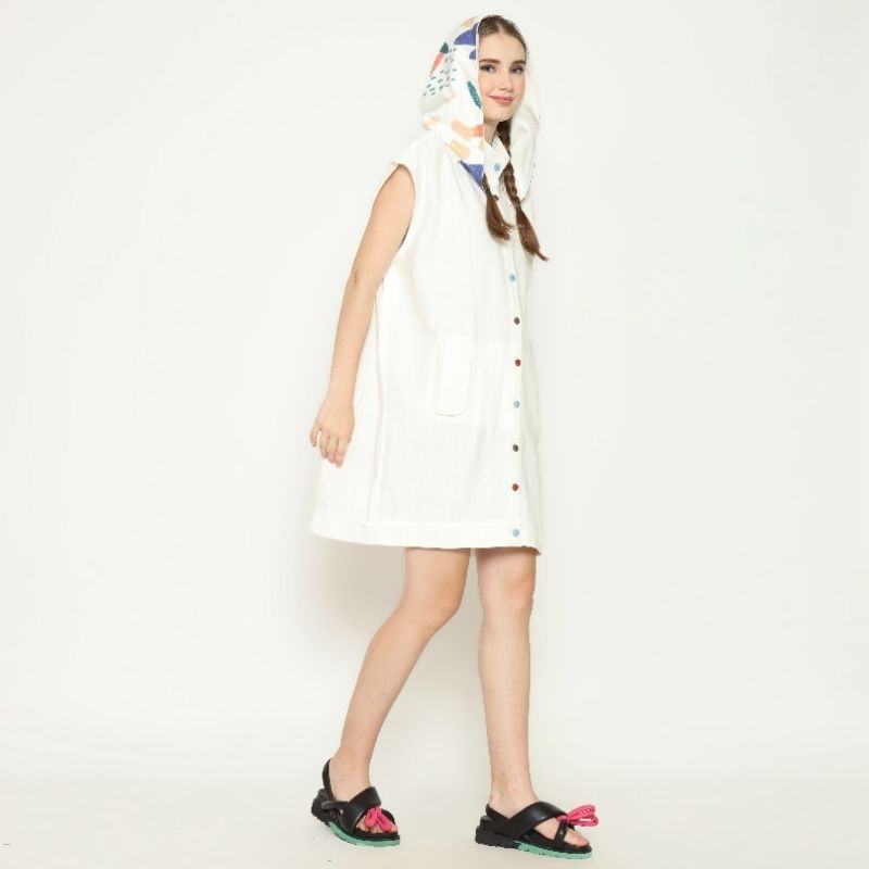 Nona Rona Salira Hoodie Dress White