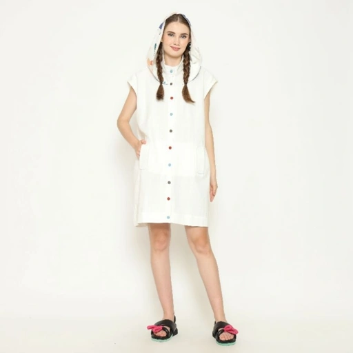 Image of Nona Rona Salira Hoodie Dress White