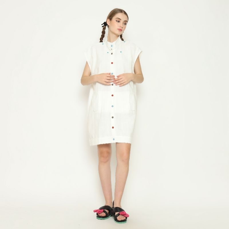 Nona Rona Salira Hoodie Dress White