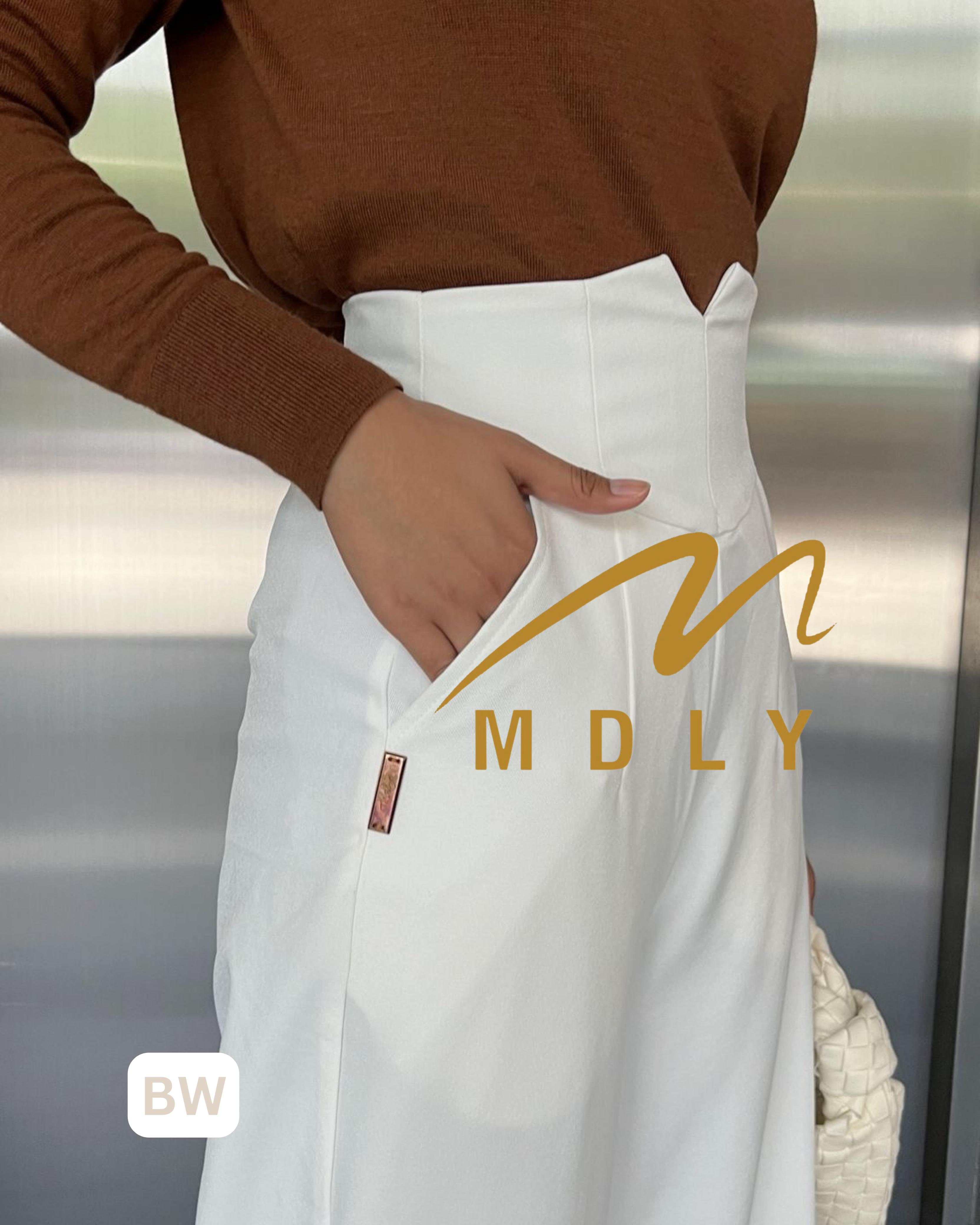 208-5 MDLY Celana panjang kain wanita Zeeva Pants By Mdly Zipper Samping