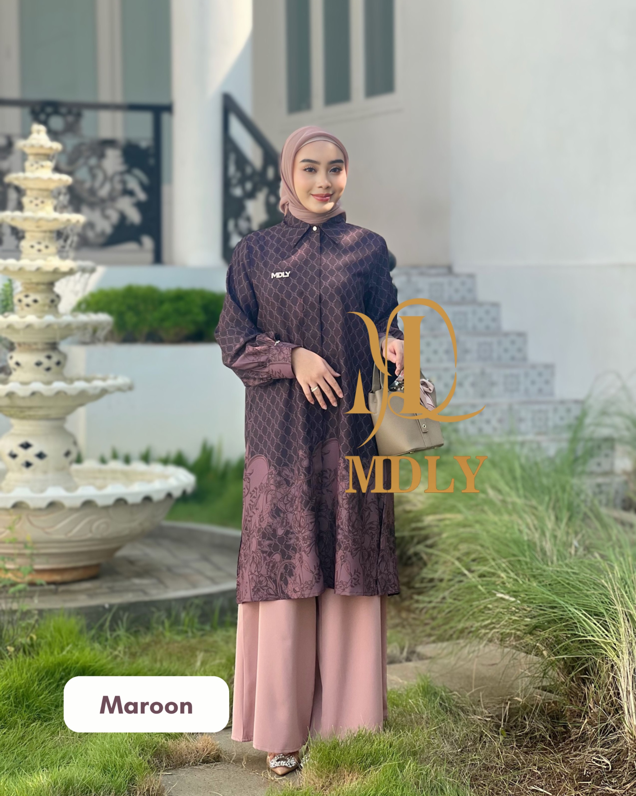 MDLY Baju Setelan Wanita Muslim/One Set Celana/Setelan Casual Silk Premium/Qarlyn Set by MDLY