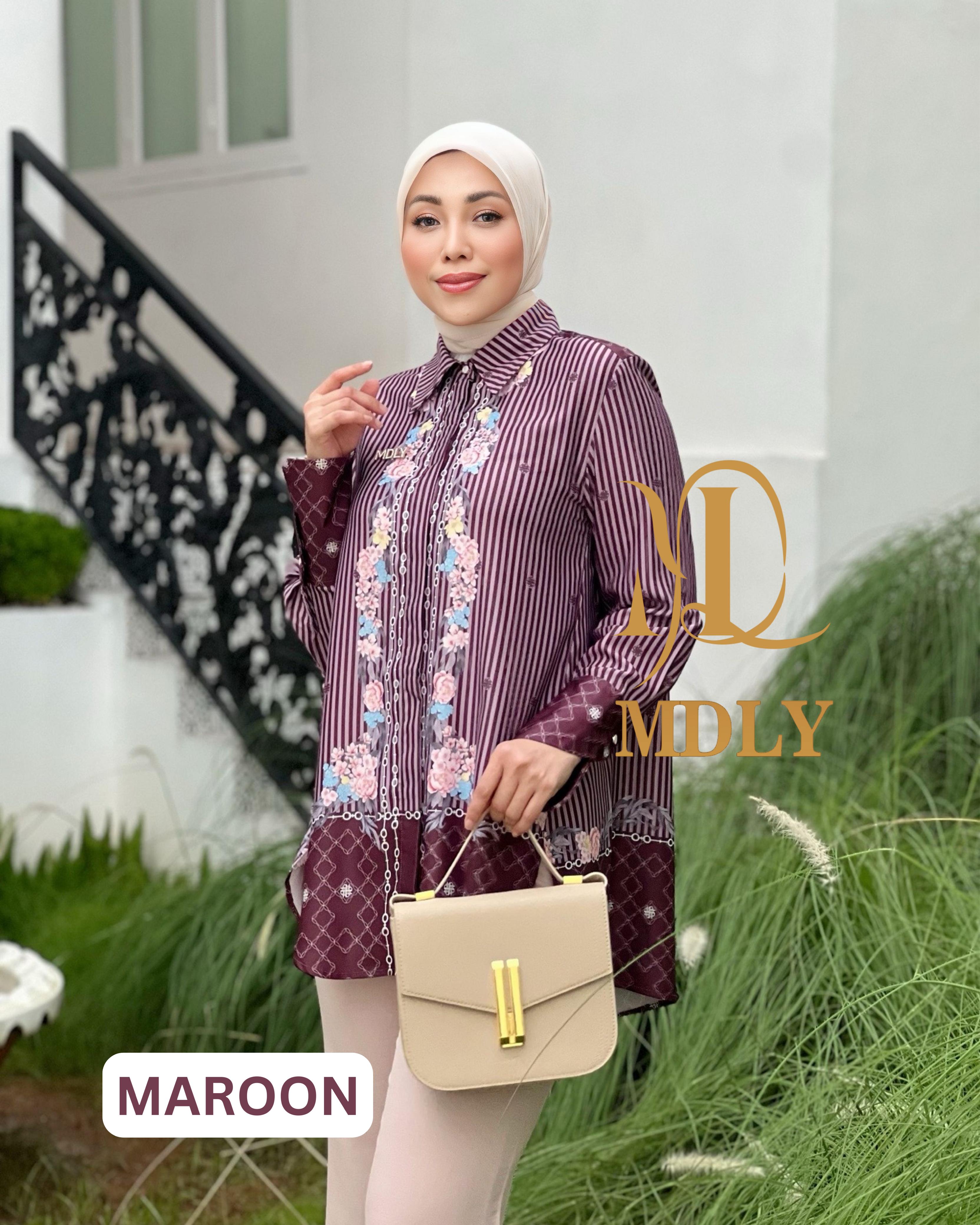 MDLY Baju Atasan Kemeja Wanita/Kemeja casual/Atasan kekinian premium/Leony Monogram Shirt by MDLY