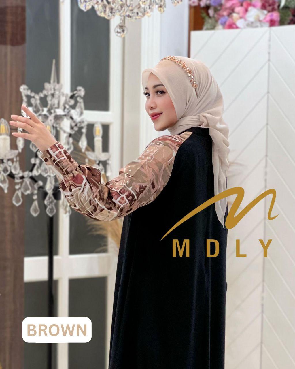 MDLY Baju gamis wanita muslim/Baju Busana Dress/Gamis Kombinasi Genushka Print/Qabeela Dress By Mdly