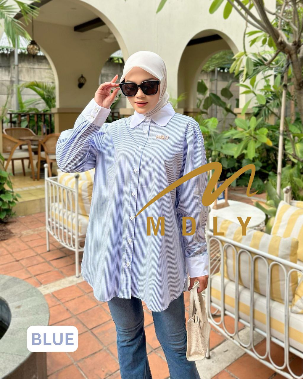 MDLY baju kemeja atasan Lyra Stripes Shirt by Mdly