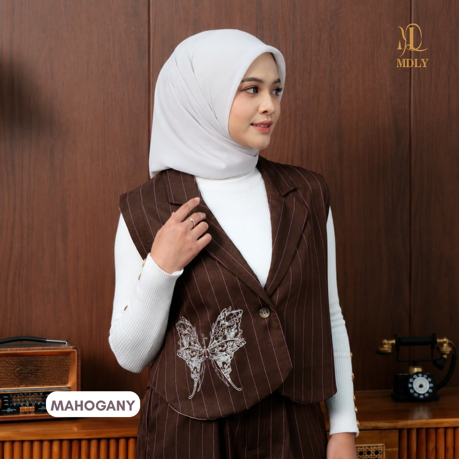 MDLY Levia Set Bahan Twily Stripes Salur One Set Terbaru Kemeja Wanita Premium Lengan Panjang, Atasan Wanita Elegan Kekinian Stylish & Nyaman