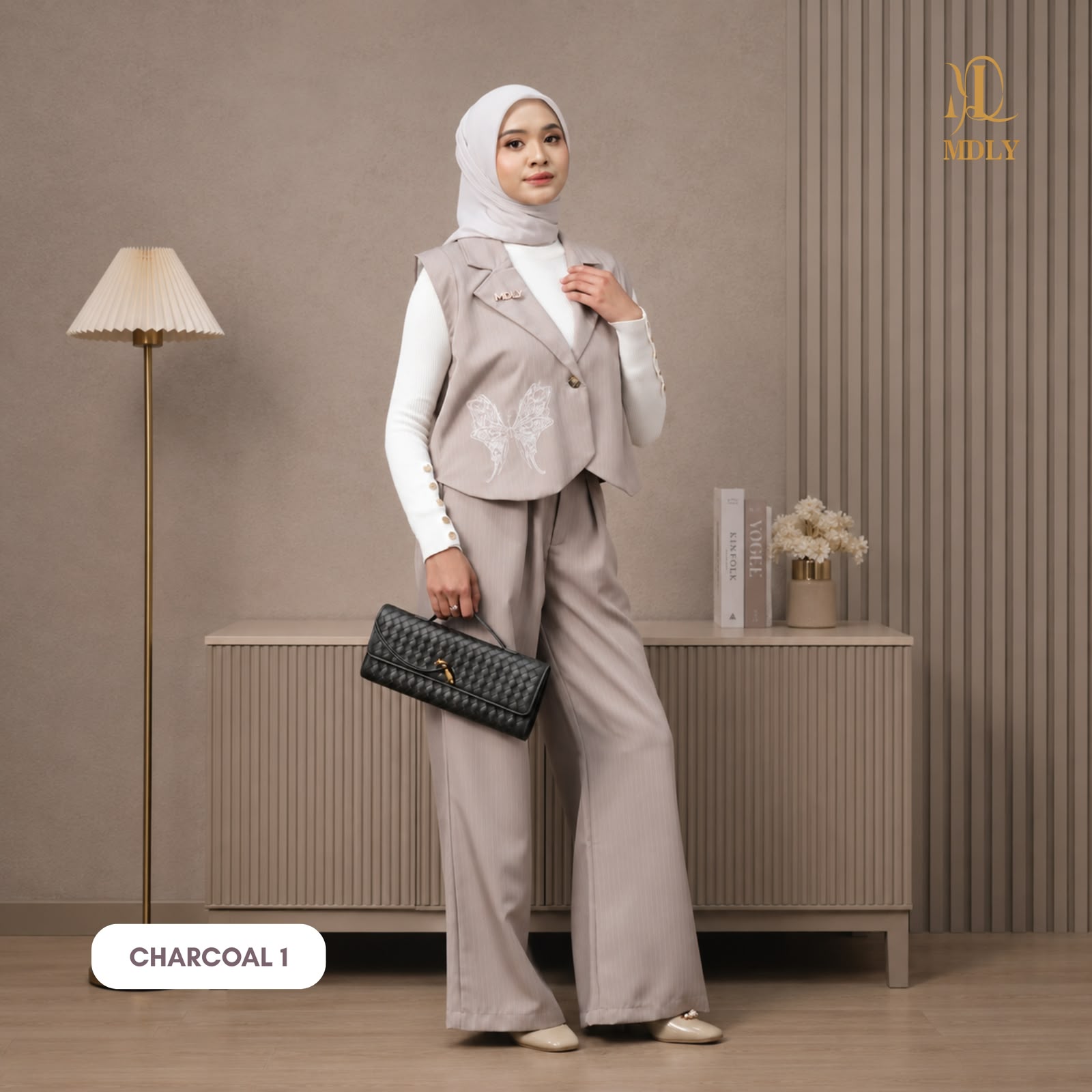 MDLY Levia Set Bahan Twily Stripes Salur One Set Terbaru Kemeja Wanita Premium Lengan Panjang, Atasan Wanita Elegan Kekinian Stylish & Nyaman
