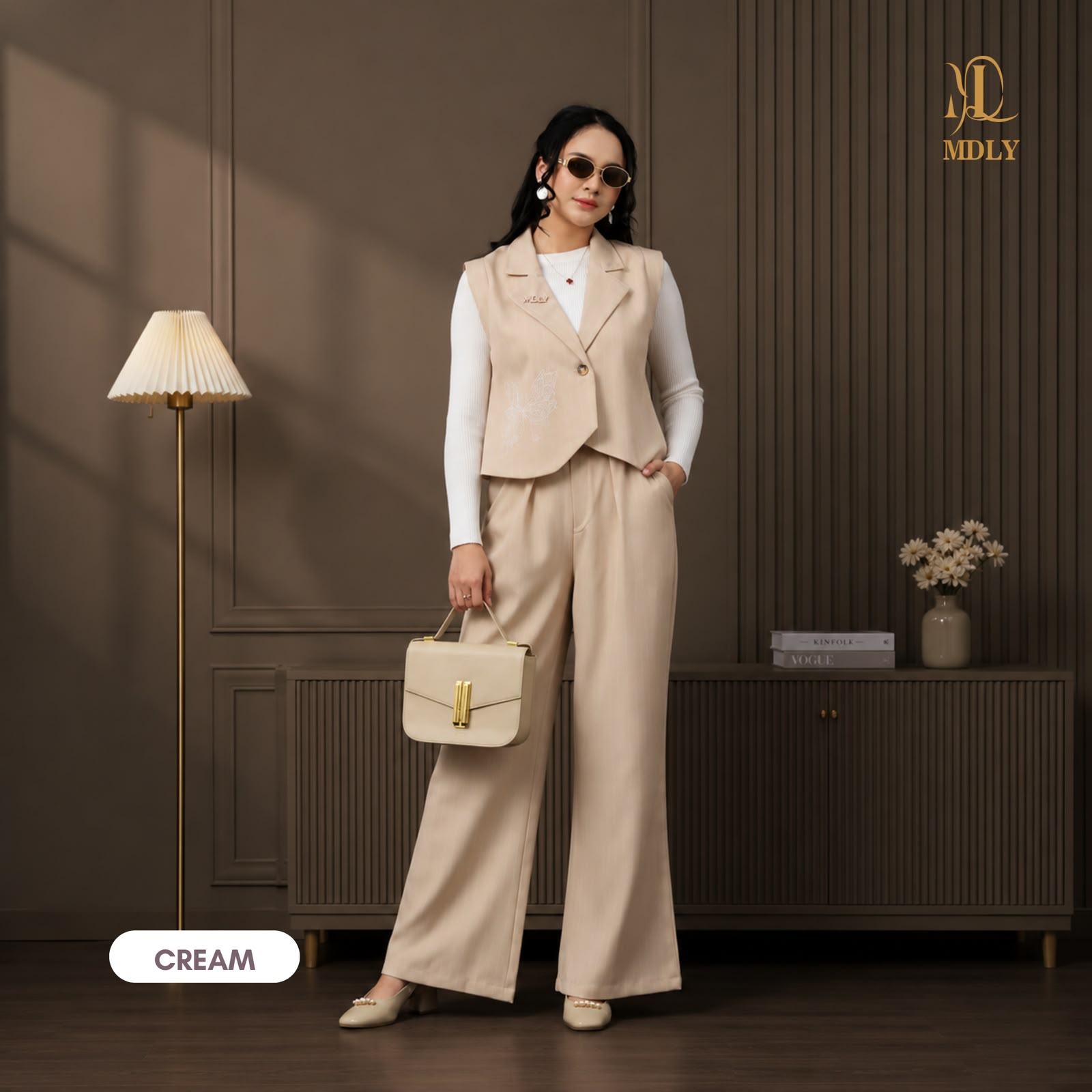 MDLY Levia Set Bahan Twily Stripes Salur One Set Terbaru Kemeja Wanita Premium Lengan Panjang, Atasan Wanita Elegan Kekinian Stylish & Nyaman