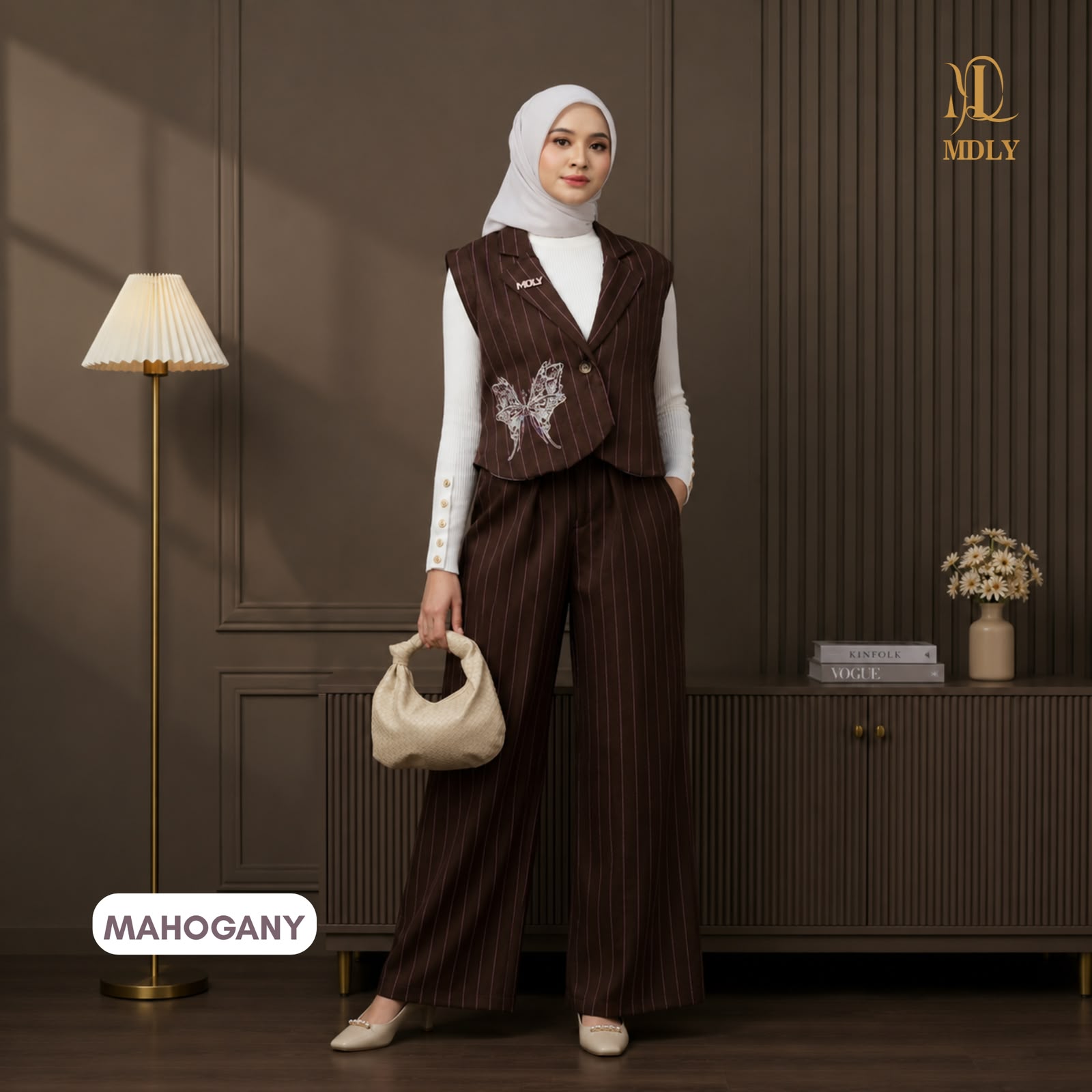 MDLY Levia Set Bahan Twily Stripes Salur One Set Terbaru Kemeja Wanita Premium Lengan Panjang, Atasan Wanita Elegan Kekinian Stylish & Nyaman