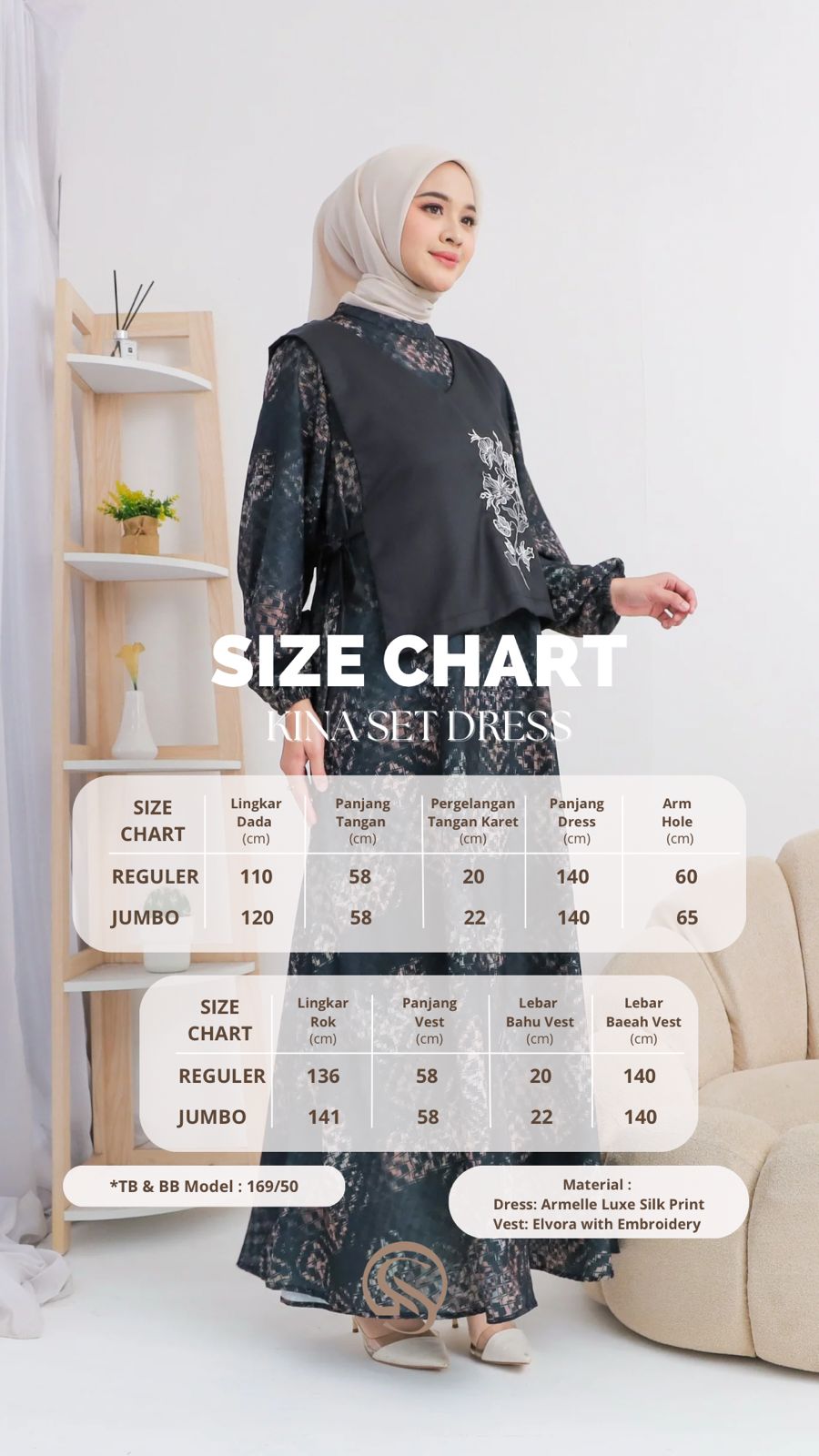 SEGE kina dress set vest terbaru embroidery printing silky