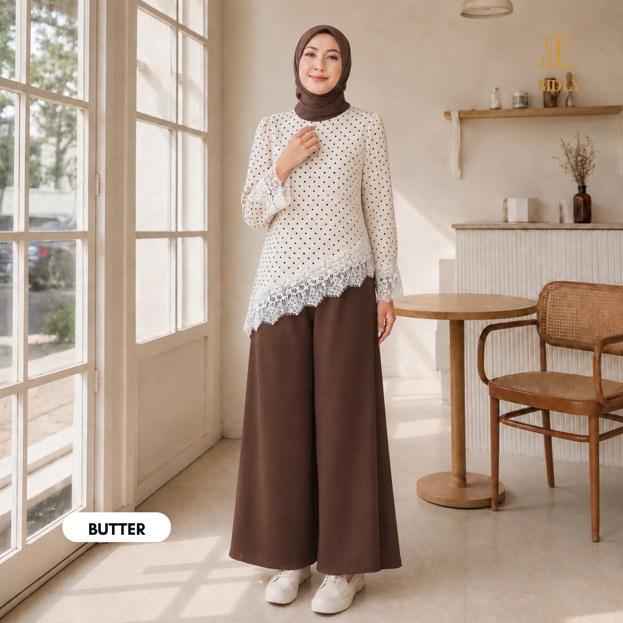 Assymetric Dot Lace Blouse by MDLY