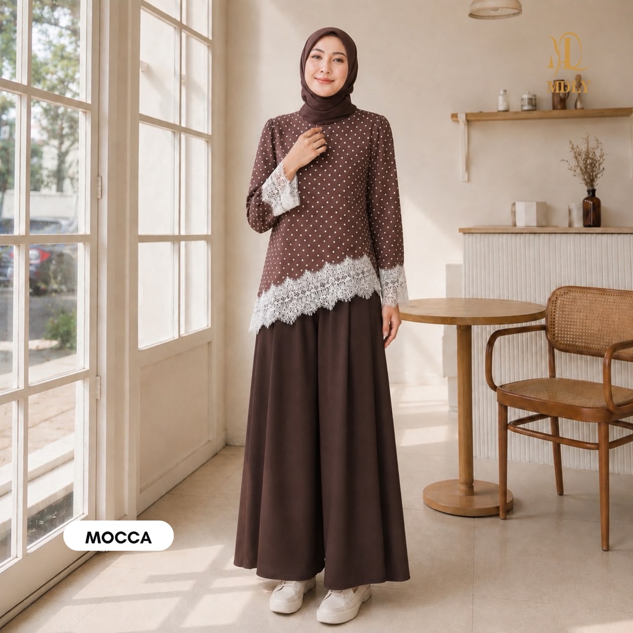 Assymetric Dot Lace Blouse by MDLY