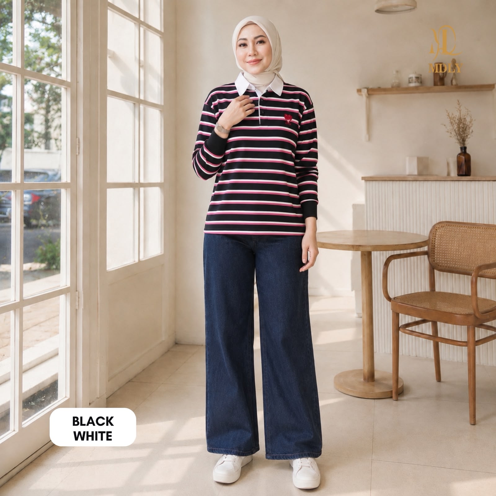 Aldena Stripe Polo by MDLY