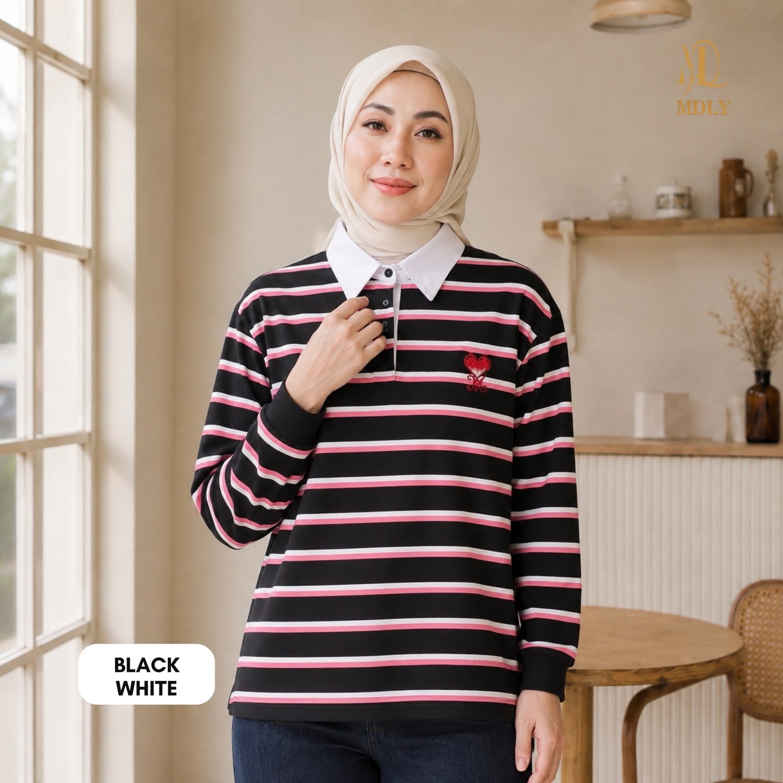 Aldena Stripe Polo by MDLY