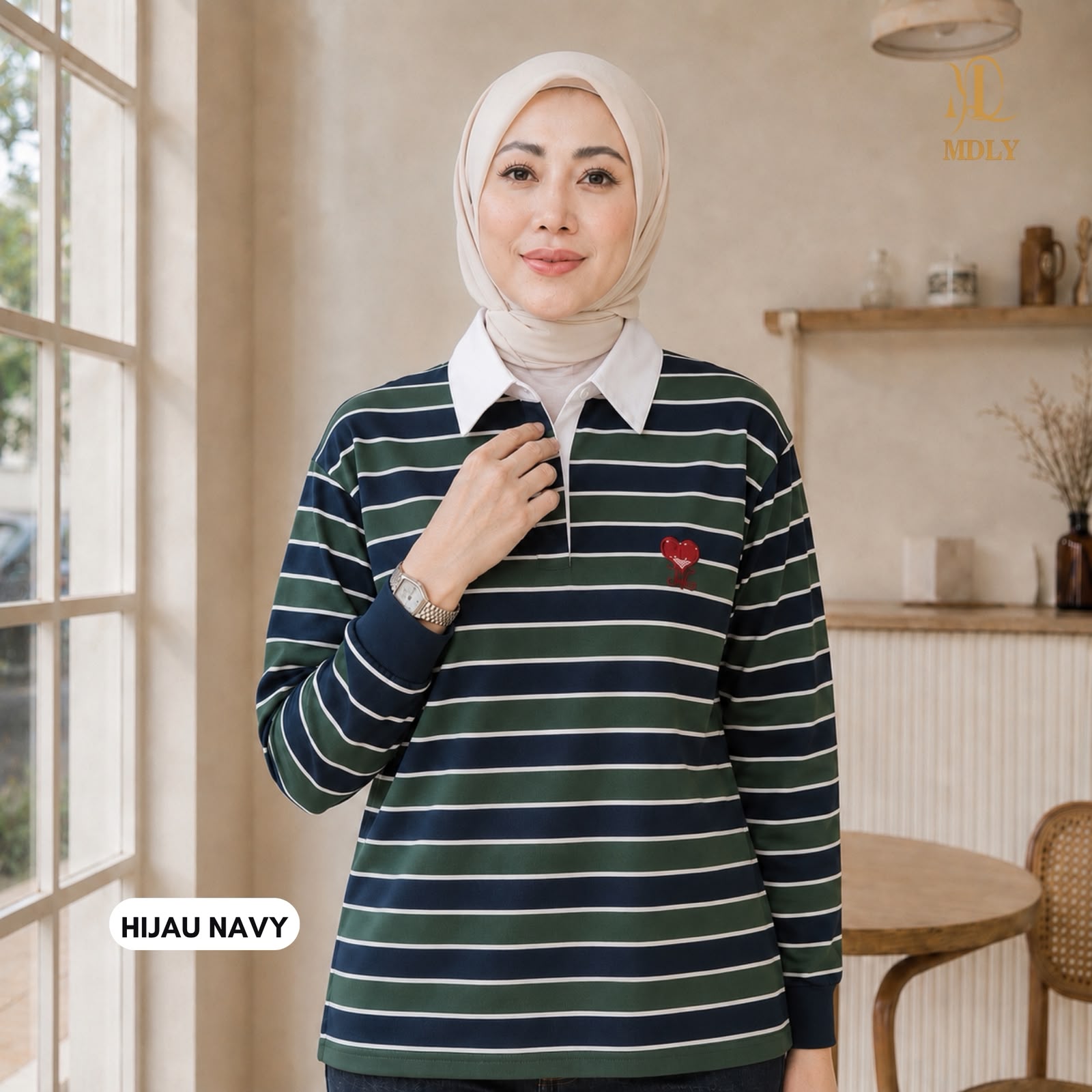 Aldena Stripe Polo by MDLY