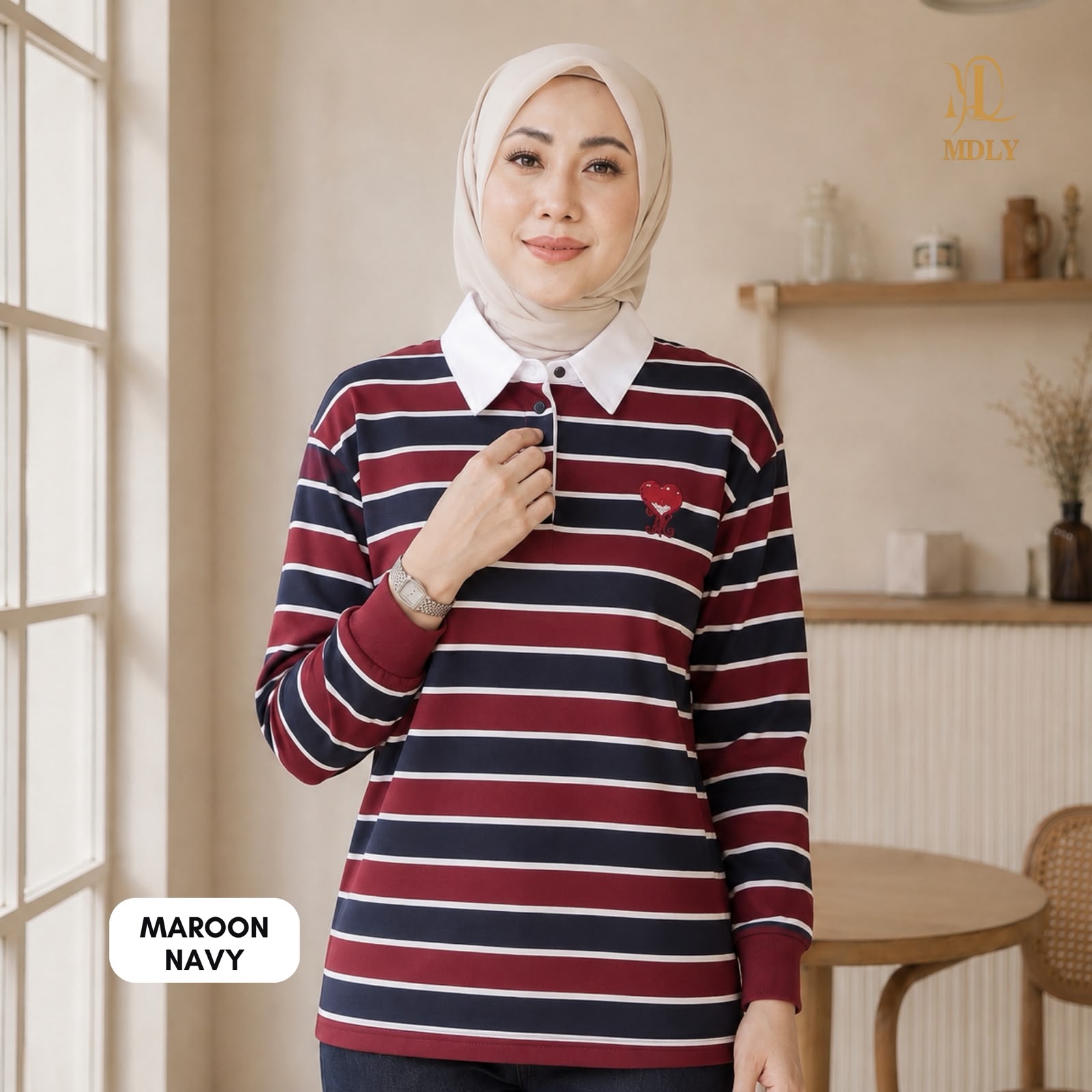 Aldena Stripe Polo by MDLY
