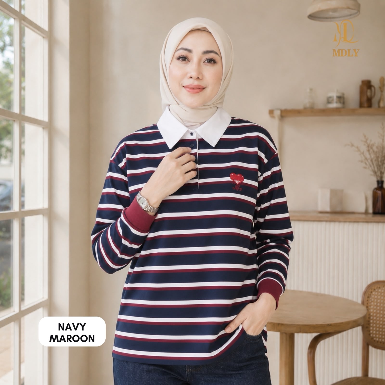 Aldena Stripe Polo by MDLY